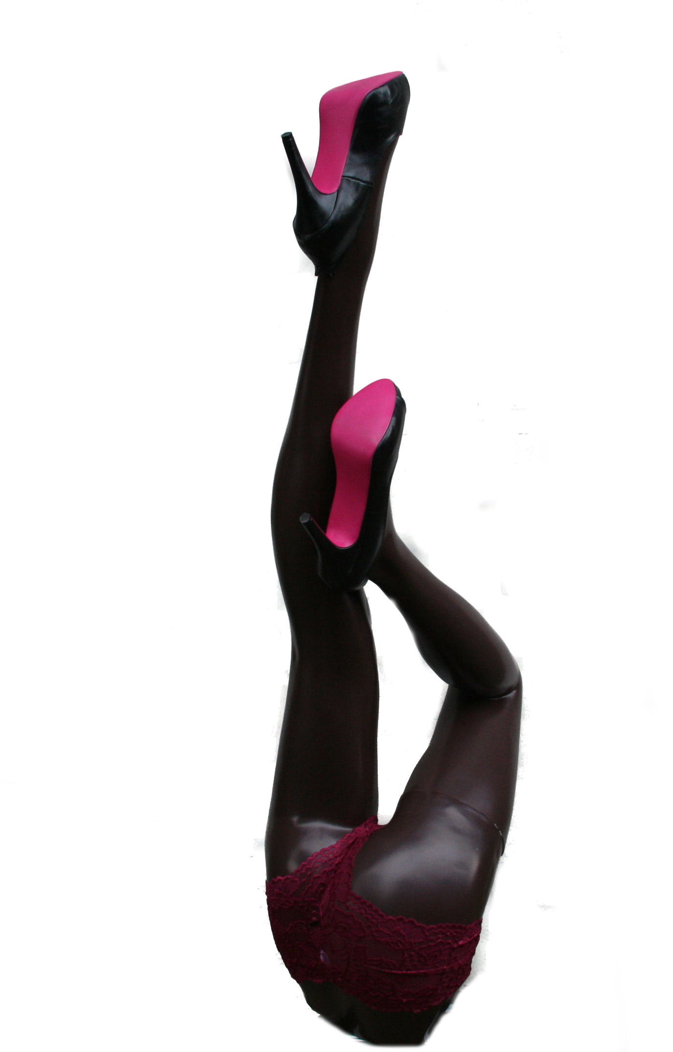 Deko-Damenbeine "Jacqueline Brown"  mit schwarz/pinken Pumps